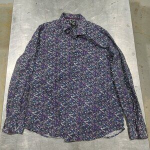 Brand New Grafton Slim Fit Navy/Purple Button-down Shirt Size L